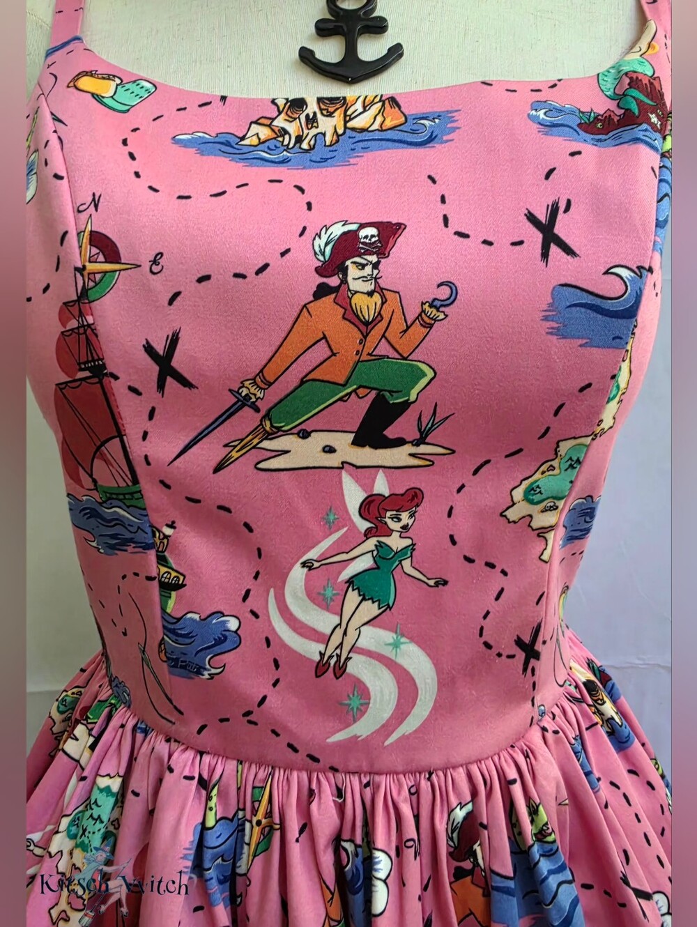 🪝Off The Hook - "Neverland" Jenny Dress Micheline Pitt Art Pinup Couture L - Picture 3 of 16